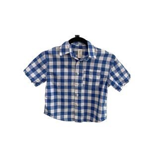 Thereabouts Boys Blue Gingham Short Sleeve‎ Button Down Shirt XXS 4/5 Cotton